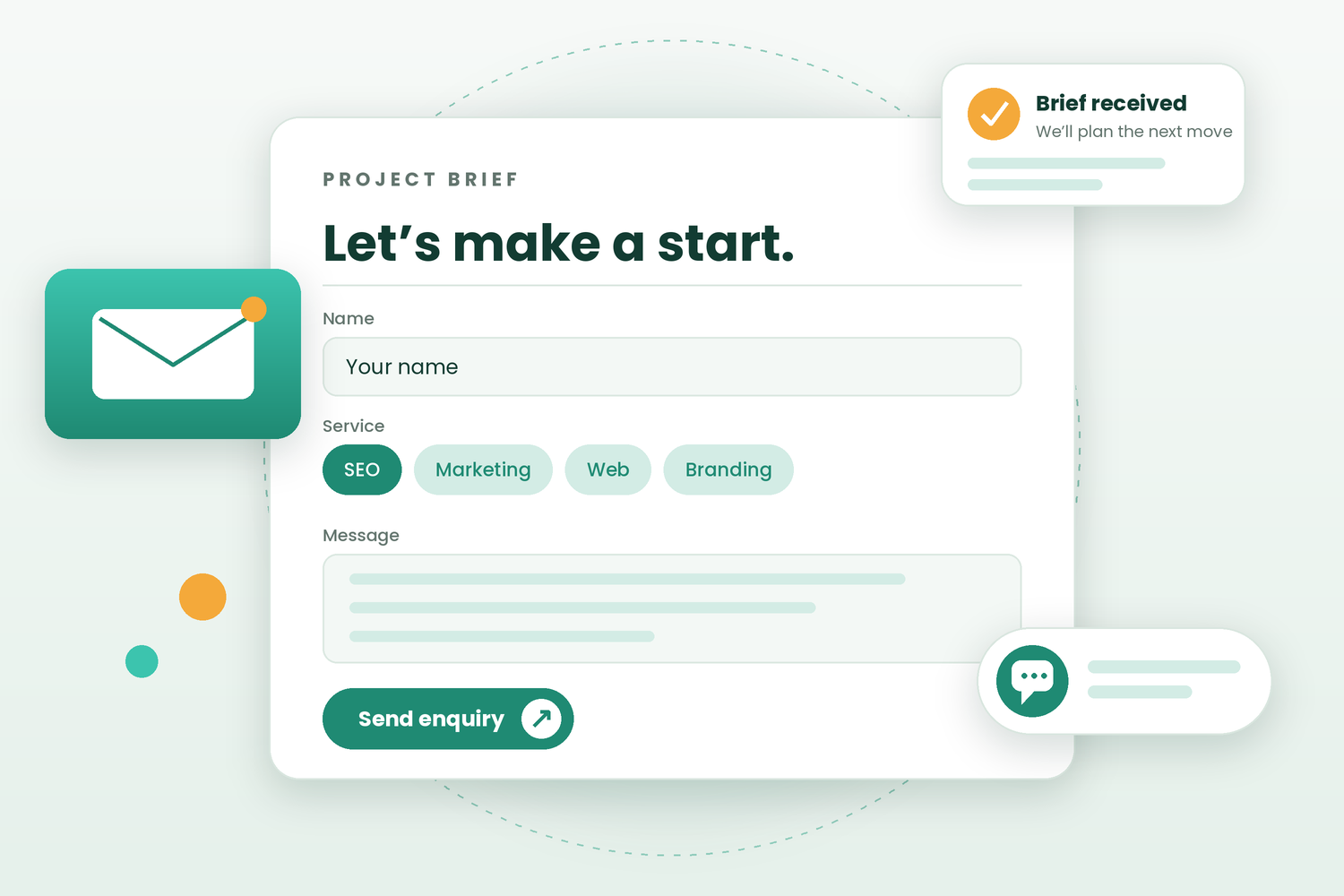 Project enquiry form illustration in light mode