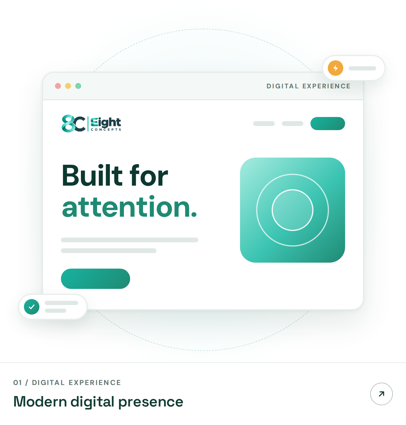 DIGITAL EXPERIENCE. Built for attention. 01 / DIGITAL EXPERIENCE: Modern digital presence